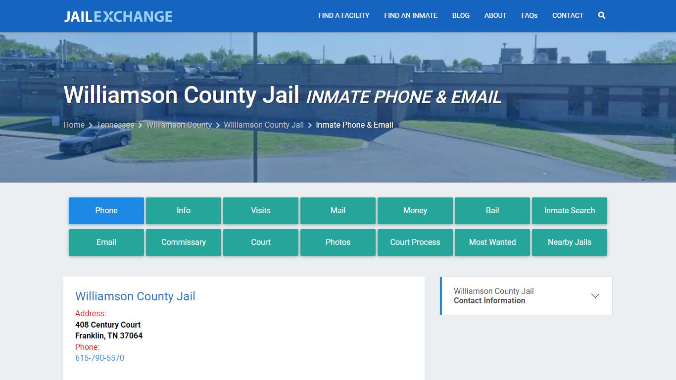 Inmate Phone - Williamson County Jail, TN - Jail Exchange